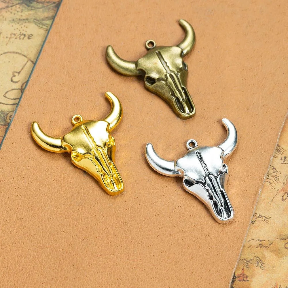 31x28MM Zinc Alloy Cow Bull Head Charm Pendant for DIY Necklace Bracelet Jewelry Making