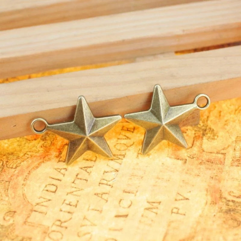 21MM Antique Silver Zinc Alloy Five Point Star Charm Pendant for DIY Necklace Bracelet Jewelry Making