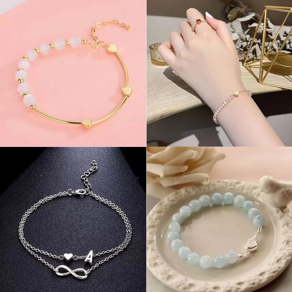 Gold Enamel Zinc Alloy Heart Spacer Beads 8mm Flat Beads for DIY Bracelet Jewelry