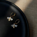 14K Gold Plated Copper Micro Pave Zircon Bee Drop Earrings Light Luxury Vintage Jewelry