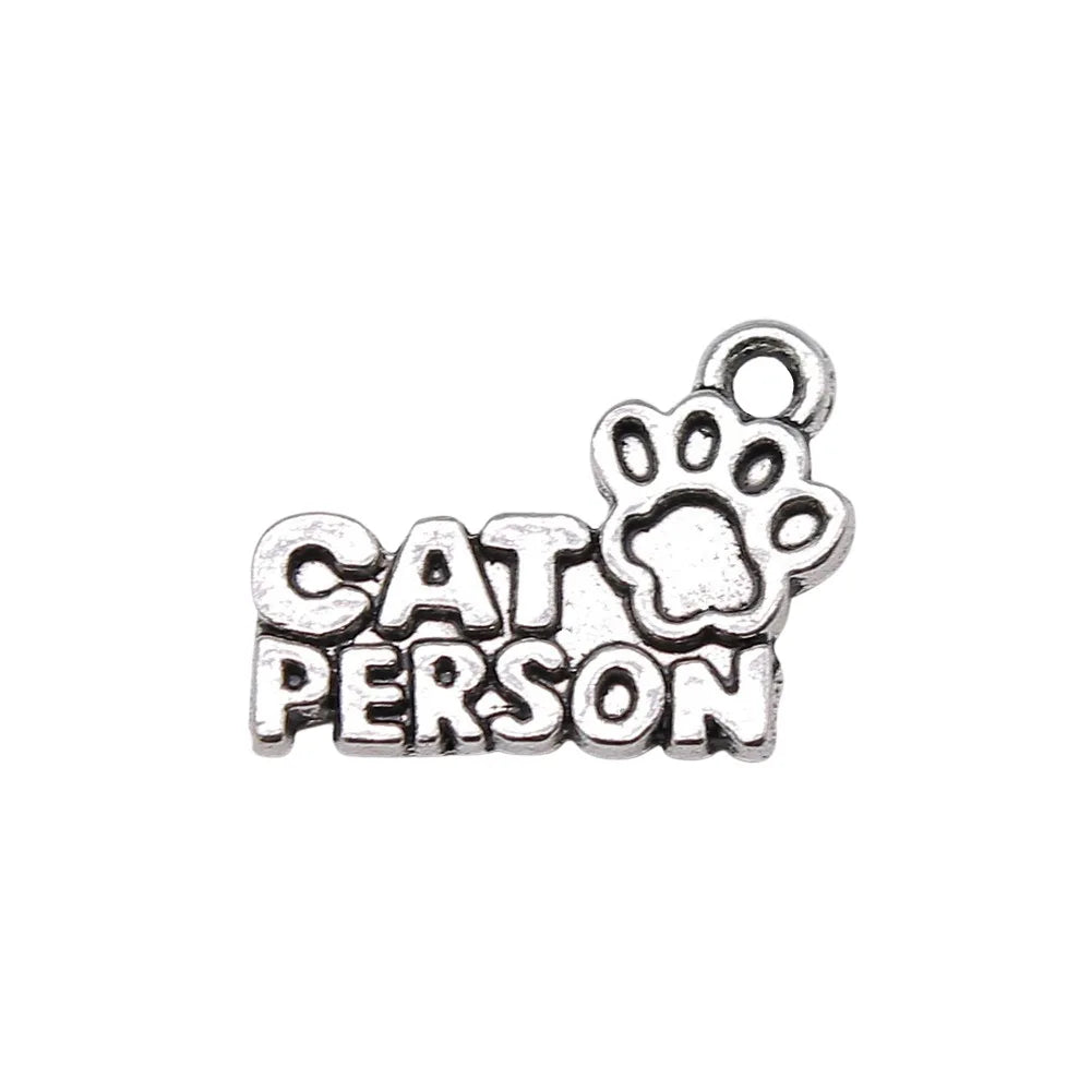 18x13mm 1.4g Zinc Alloy Cat Person Paw Letter Charm Pendant for DIY Pet Theme Necklace Bracelet Making