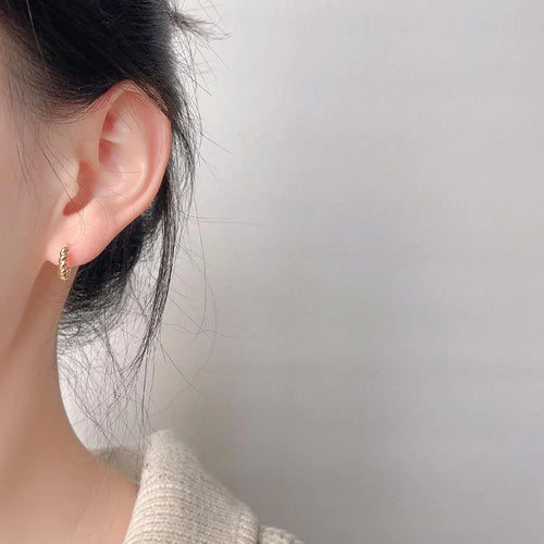 18K Gold Plated Copper Round Stud Earrings Minimalist Geometric Luxury Tarnish Resistant
