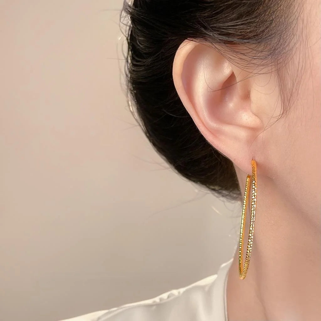 Minimalist Geometric Round Copper Hoop Earrings For Commuter Style