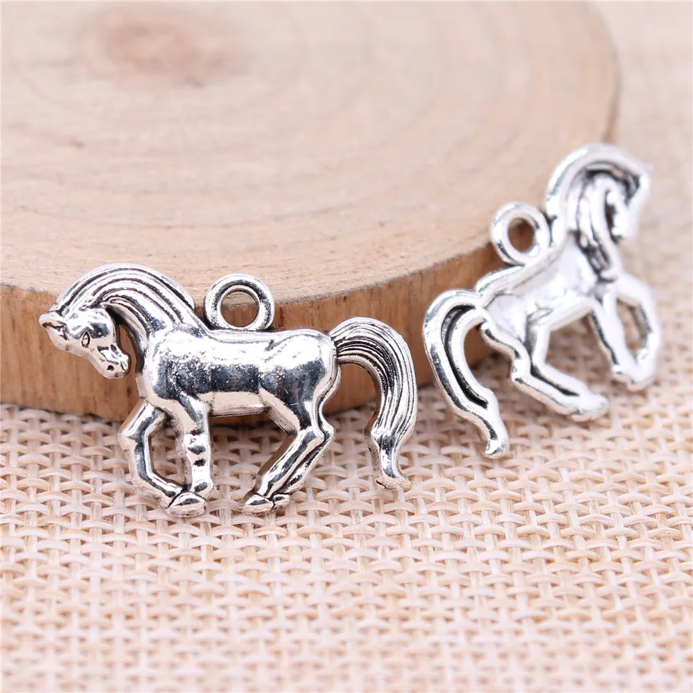 24x16mm 1.97g Antique Silver Zinc Alloy Horse Charm Pendant for DIY Necklace Bracelet Jewelry Making