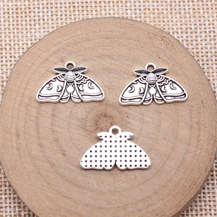 20x13mm 1.2g Antique Silver Zinc Alloy Gothic Moth Charm Pendant for DIY Necklace Bracelet Making