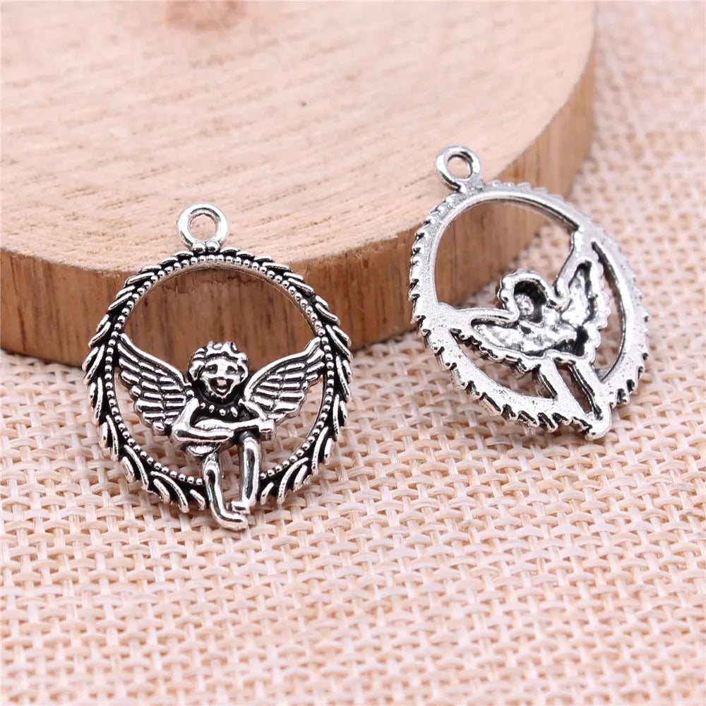 25x20mm 1.89g Antique Silver Zinc Alloy Angel Figure Charm Pendant for DIY Necklace Bracelet Making