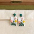 Handmade Polymer Clay Tulip Flower Drop Earrings Forest Style Sweet Floral Designer Jewelry