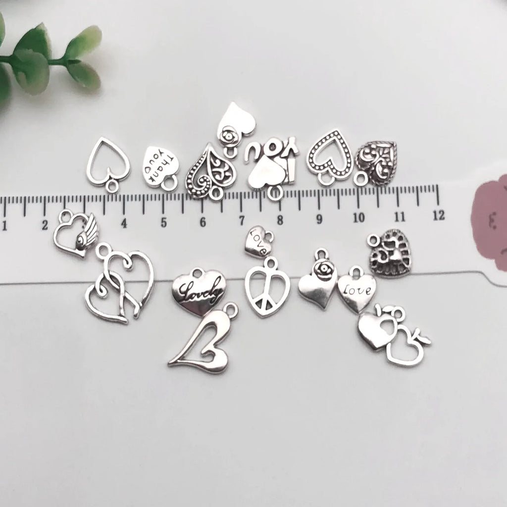 Vintage Zinc Alloy Heart Love Letter Charm Pendant for DIY Necklace Bracelet Keychain Jewelry