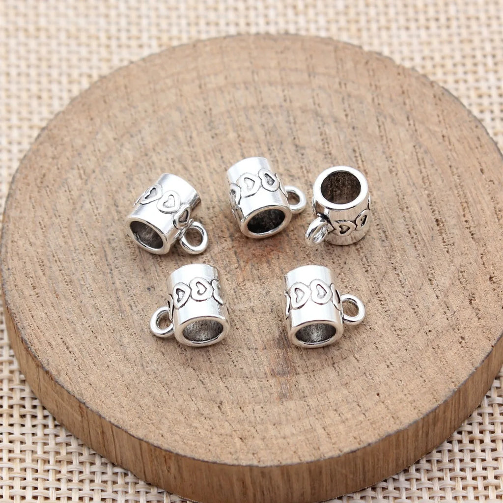 10x7.9x7mm 0.93g Antique Silver Zinc Alloy Three-Hole Bail Connector Charm for DIY Pendant Jewelry Making