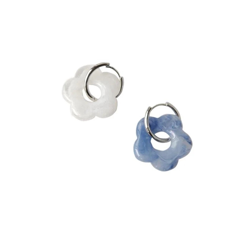 Korean Style Acrylic Flower Drop Earrings, Japanese Fresh Minimalist Floral Jewelry