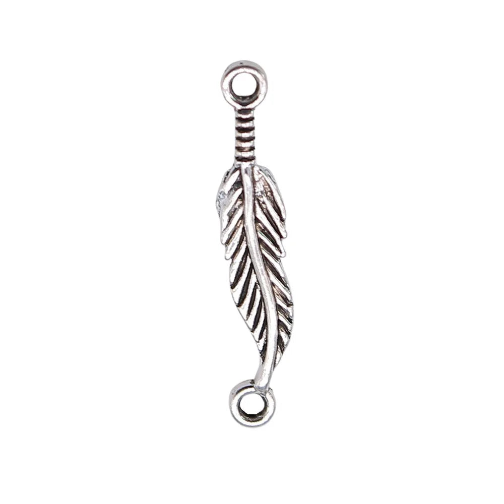4x25mm 0.5g Antique Silver Zinc Alloy Leaf Connector Charm for Bracelet Necklace DIY Jewelry Making