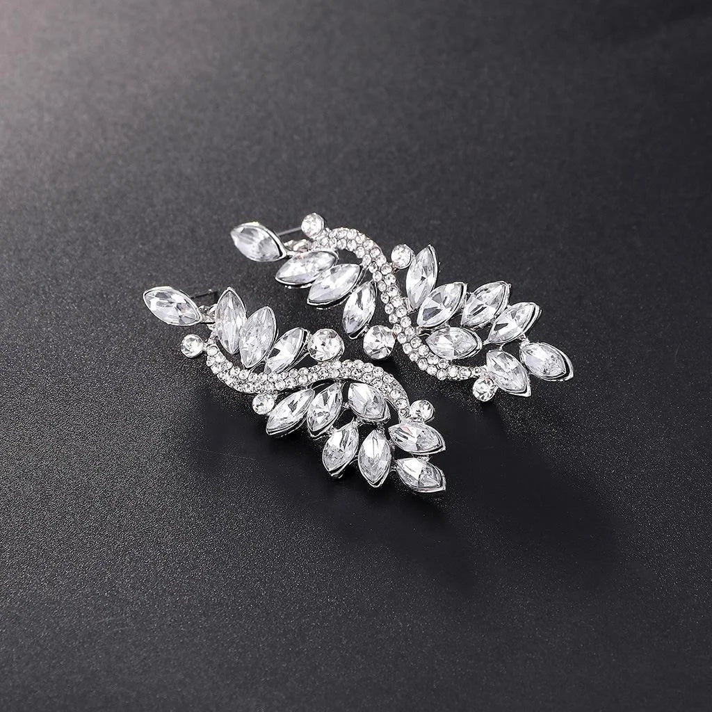Elegant Long Alloy Rhinestone Crystal Tassel Earrings For Women Bridal Wedding Banquet Party Jewelry Gift