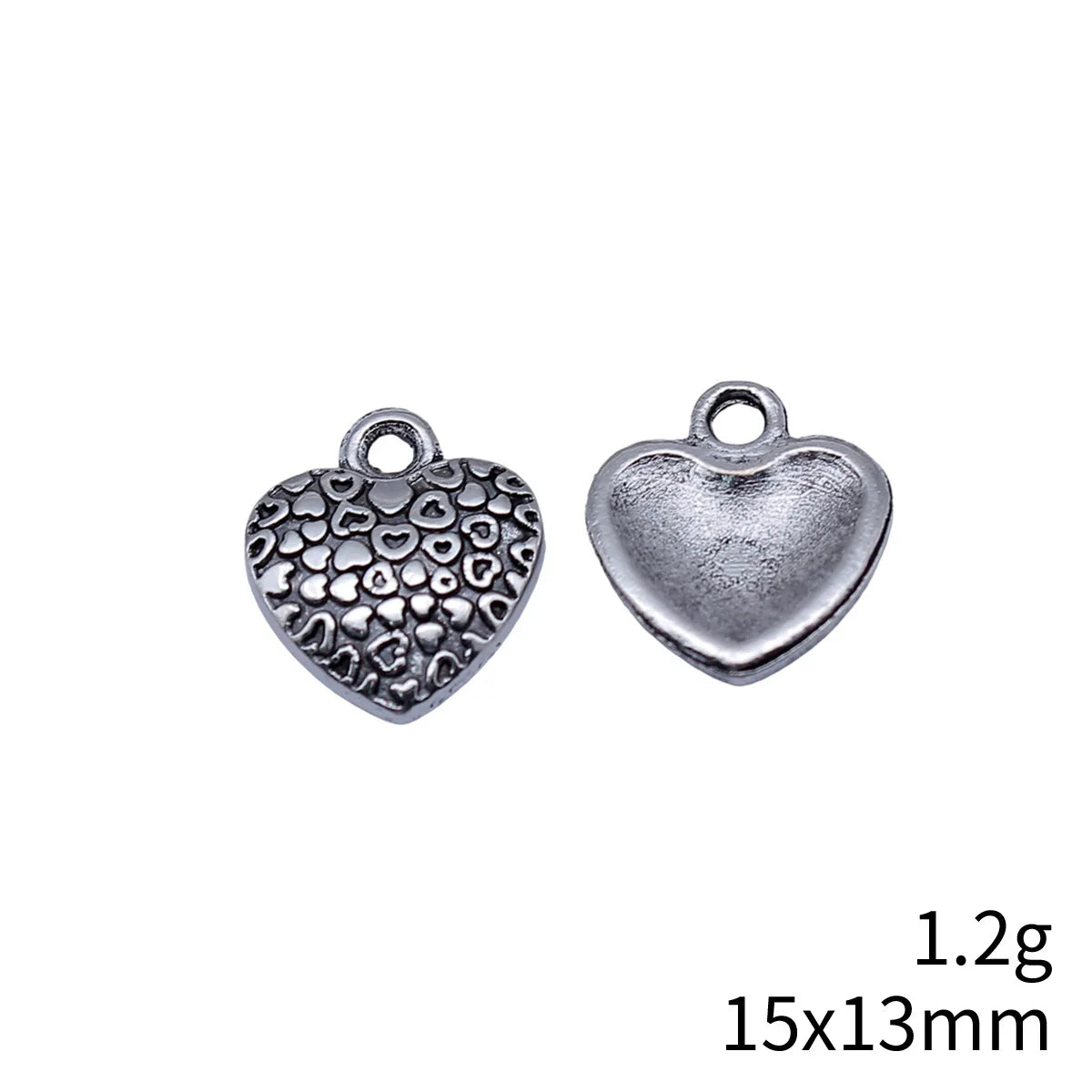 15x13mm 1.2g Antique Silver Zinc Alloy Heart Charm Pendant for DIY Necklace Bracelet Jewelry Making