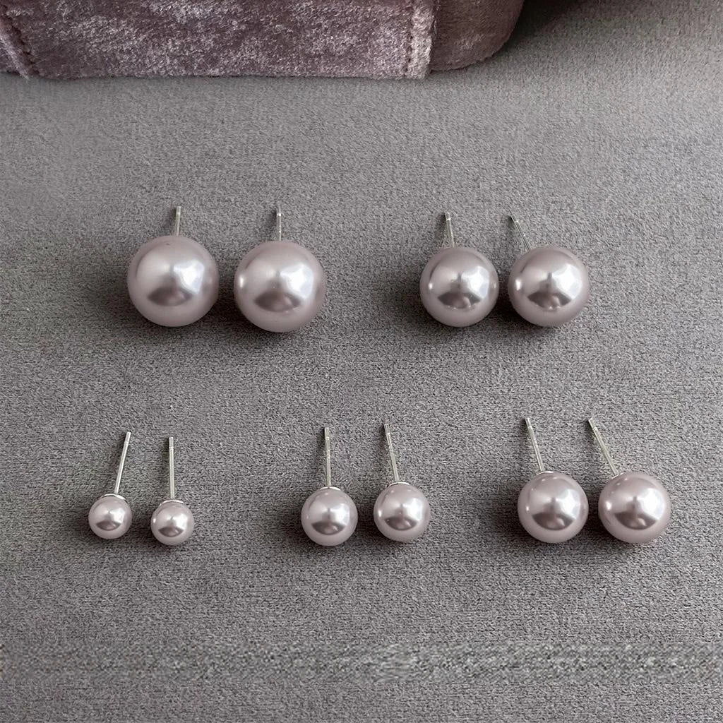 High Quality Rose Glass Pearl Geometric Round Stud Earrings For Women Chic Commuter Jewelry