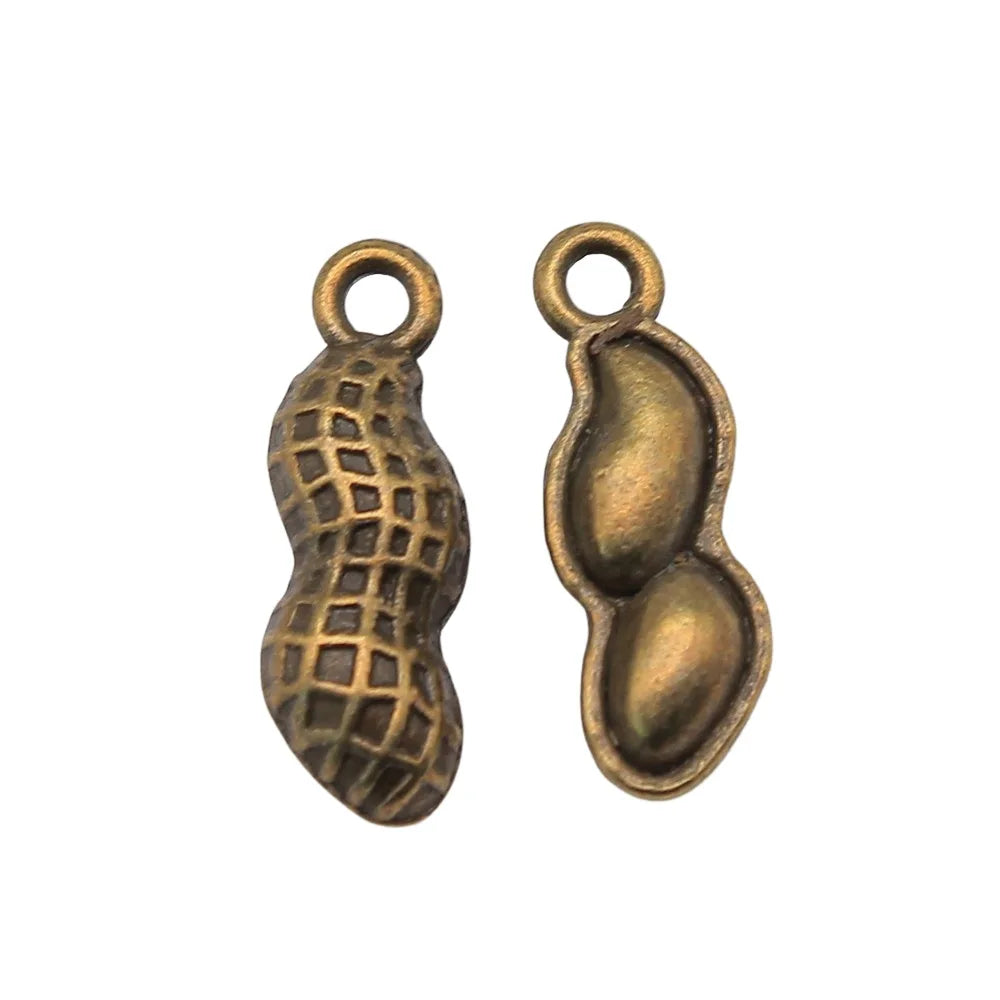 18x6mm 1.3g Multicolor Zinc Alloy Peanut Charm Pendant for DIY Food Theme Jewelry Making