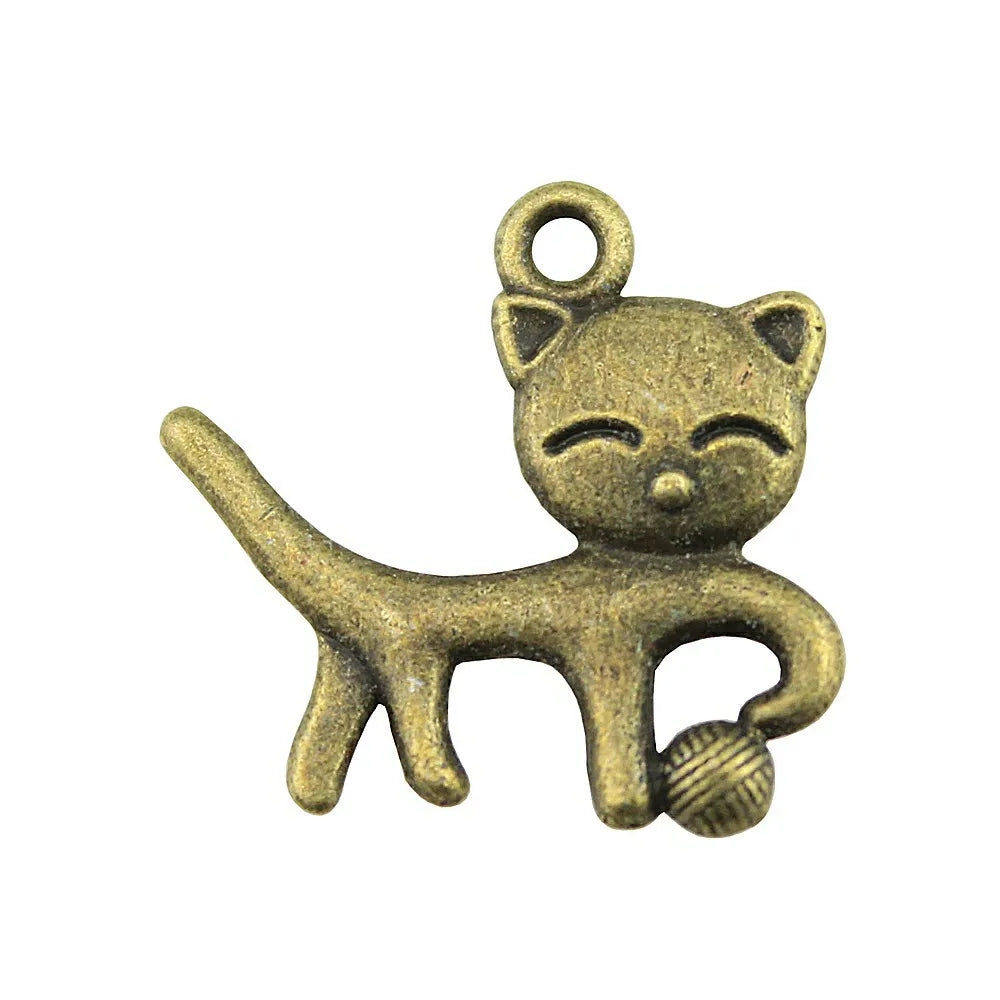 19x18mm 1.3g Multicolor Zinc Alloy Cat Charm Pendant for DIY Clothing and Jewelry Making