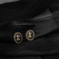 Alloy 3D Portrait Baroque Vintage Stud Earrings With Silver Plated Pins For Women