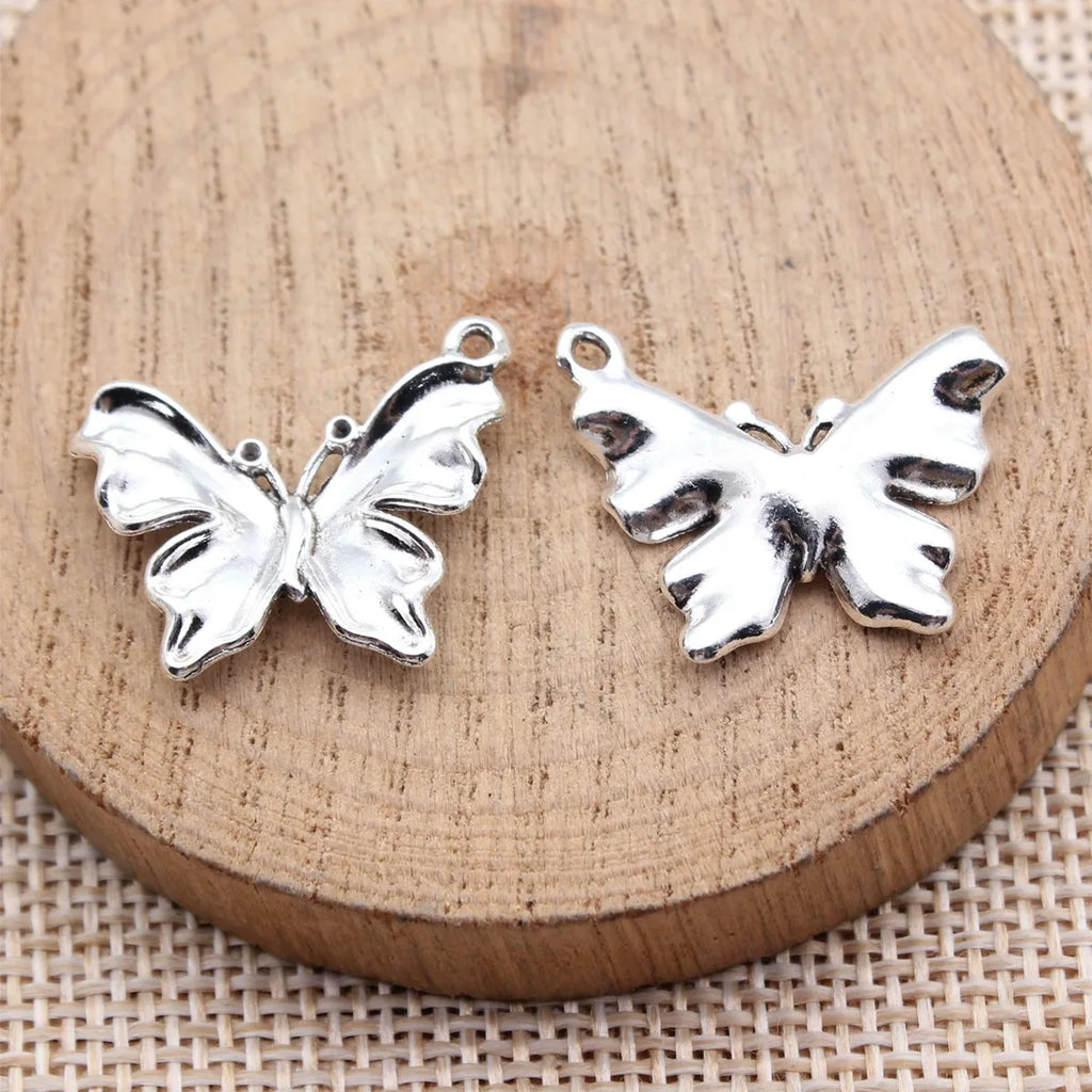 23x19mm 1.75g Antique Silver Zinc Alloy Butterfly Charm Pendant for DIY Necklace Bracelet Jewelry Making