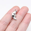 19x9mm 1.3g Antique Silver Zinc Alloy Face Moon Charm Pendant for DIY Celestial Jewelry Making