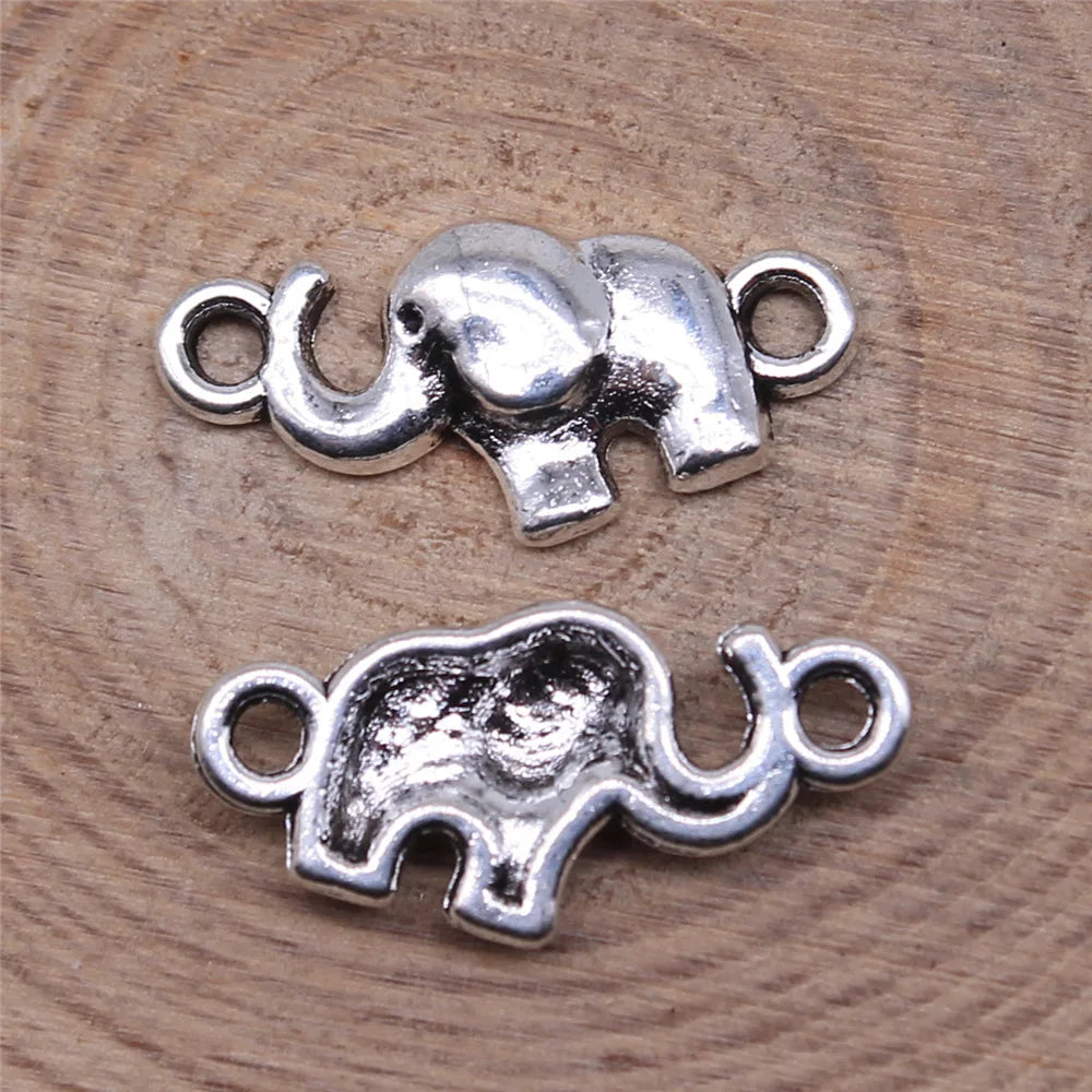 18x9mm 0.65g Multicolor Zinc Alloy Elephant Connector Charm for DIY Bracelet Necklace Making