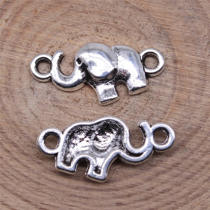 18x9mm 0.65g Multicolor Zinc Alloy Elephant Connector Charm for DIY Bracelet Necklace Making