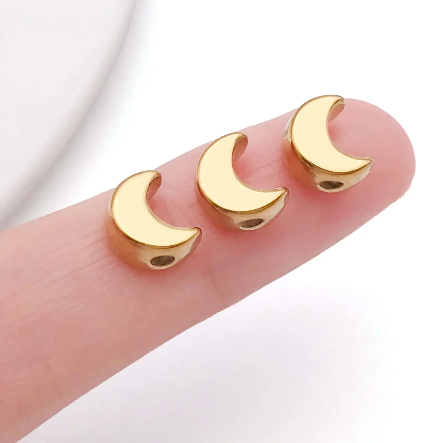 Stainless Steel Moon Heart Smooth Spacer Beads for DIY Bracelet Necklace Making