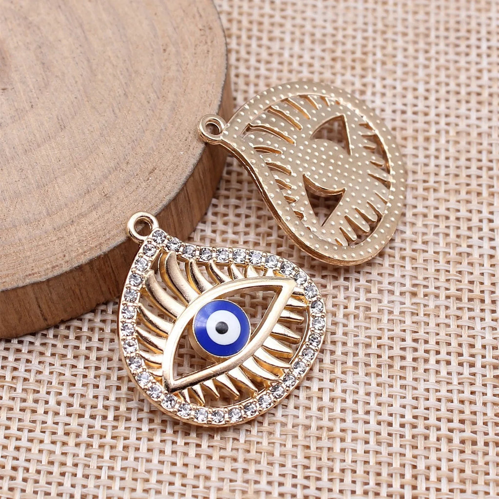 25x27mm 3.5g KC Gold Zinc Alloy Evil Eye Charm Pendant for DIY Necklace Bracelet Jewelry Making