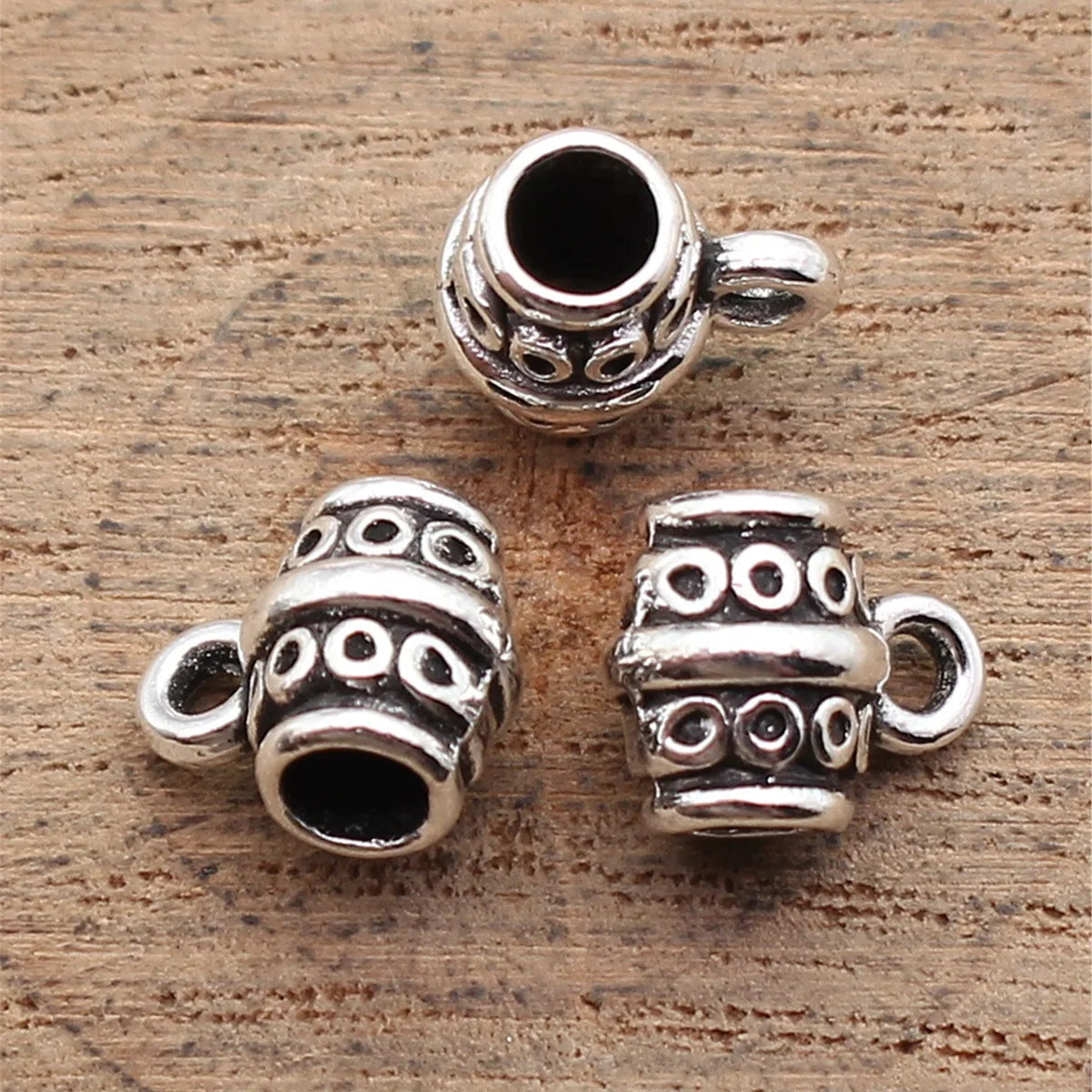 10x8.4x7.3mm 0.91g Antique Silver Zinc Alloy Three-Hole Pendant Bail Connector for DIY Jewelry Findings