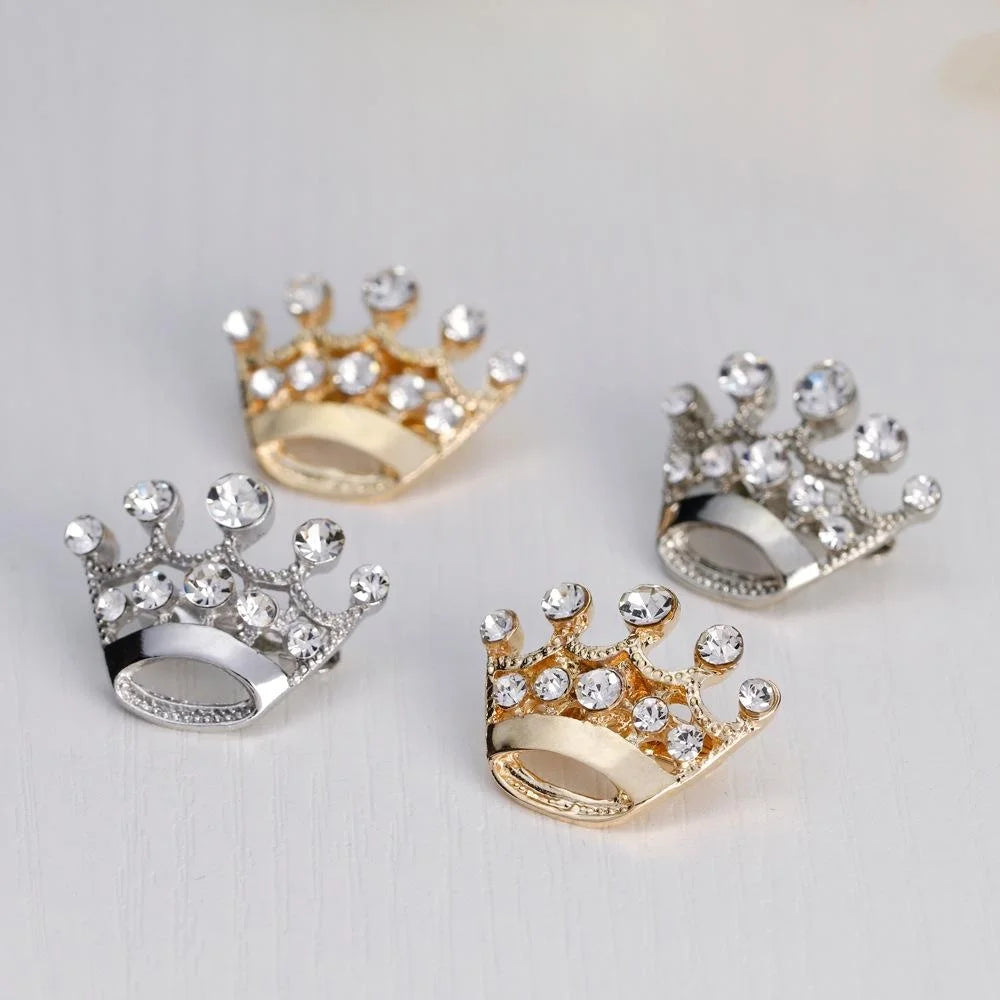 Elegant Silver Alloy Crown Rhinestone Brooch, Korean Fashion Small Lapel Pin Corsage Suit Accessory Gift