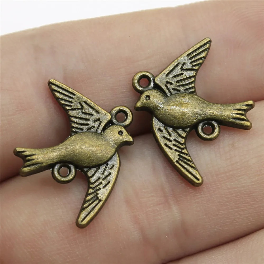 21x17mm 1.4g Multicolor Zinc Alloy Bird Connector Charm for Bracelet Necklace Jewelry Making