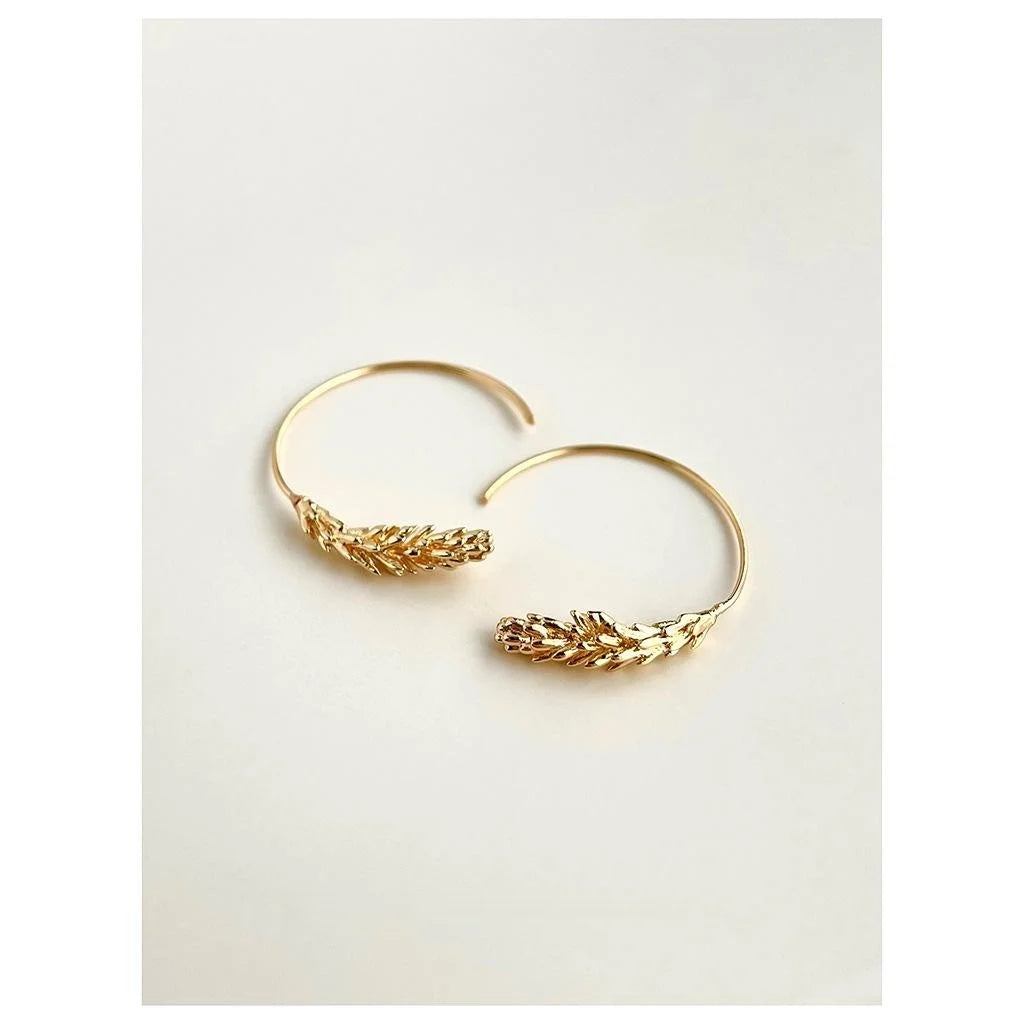 14K Gold Plated Copper Wheat Drop Earrings For Women, Light Luxury Elegant Designer Jewelry