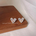 Micro Pave Zircon Heart Stud Earrings For Women Copper Sweet Minimalist Commuter Jewelry