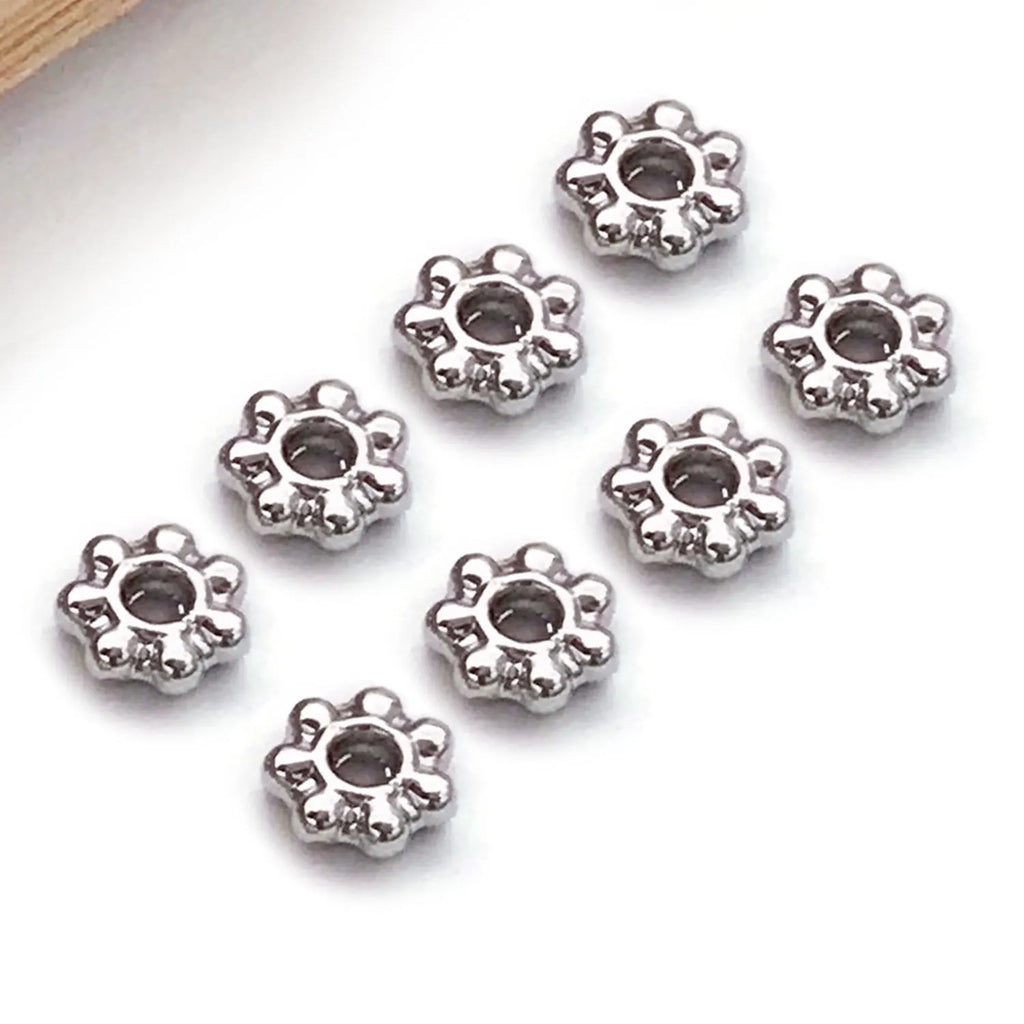 Zinc Alloy White Gold Tone Snowflake Spacer Bead for Bracelet Necklace Making