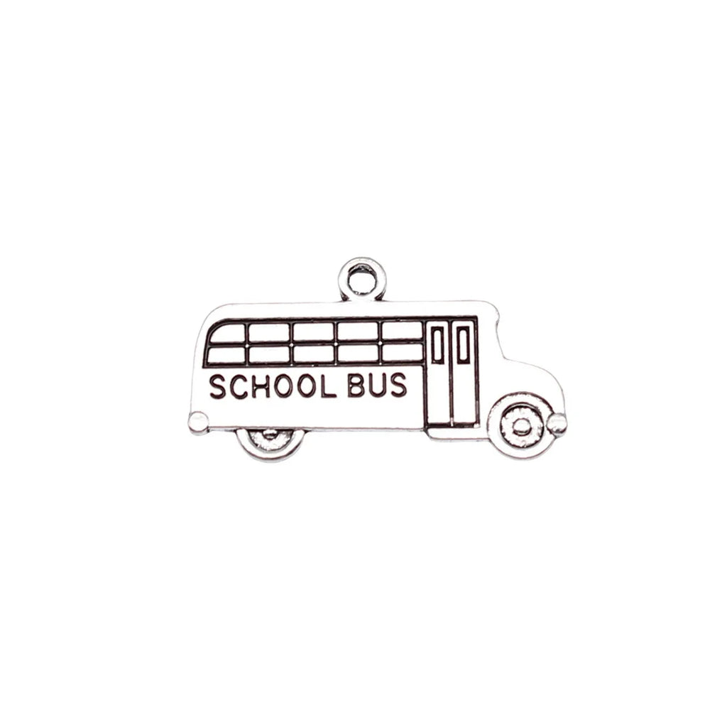 23x13mm 1.2g Antique Silver Zinc Alloy School Bus Charm Pendant for DIY Bracelet Necklace Making