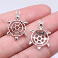 26x18mm 1.12g Antique Silver Zinc Alloy Hollow Sea Turtle Charm Pendant for Ocean DIY Jewelry Making