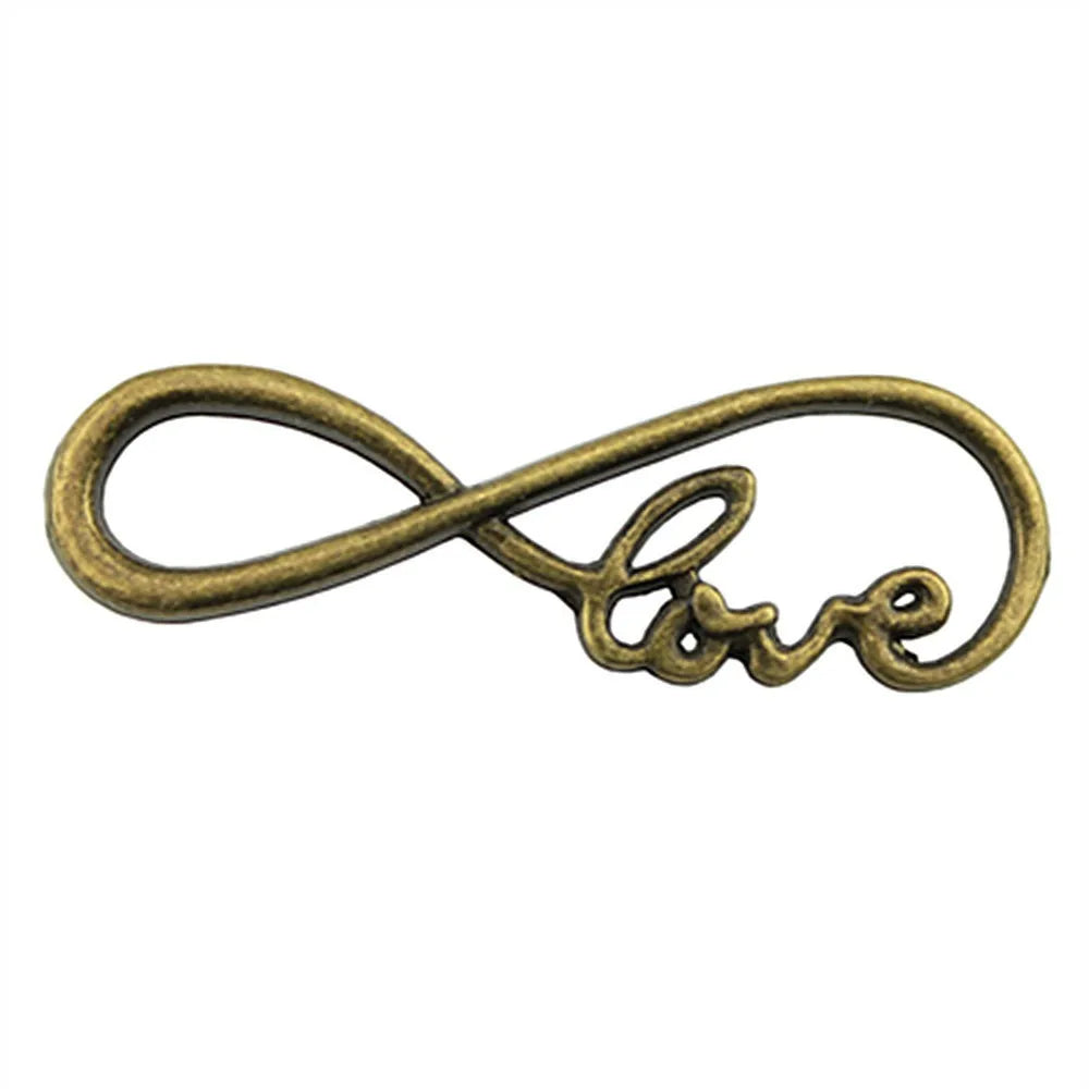 39x15mm 1.9g Antique Silver Zinc Alloy LOVE Infinity Letter Connector Charm for Bracelet Necklace Making