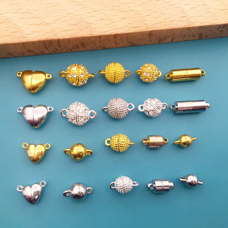 Gold Iron Cylinder Magnetic Clasp Connector for DIY Necklace Bracelet Jewelry Making