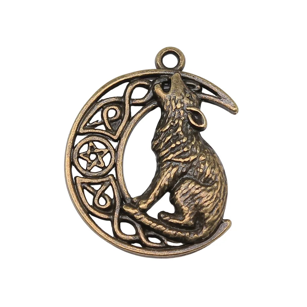 26x33mm 4.7g Antique Silver Zinc Alloy Viking Wolf charm pendant for necklace bracelet DIY jewelry making