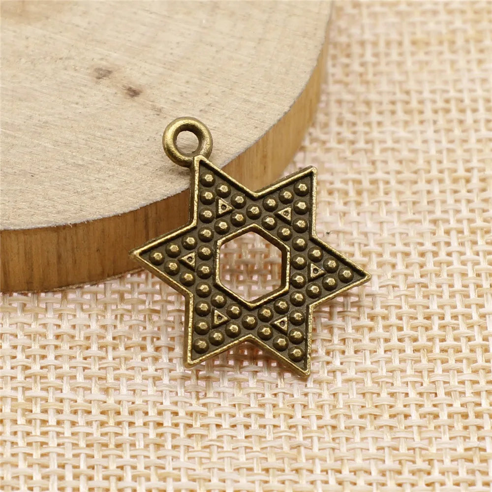 28x20mm 2.5g Multicolor Zinc Alloy Hexagram Charm Pendant for DIY Necklace Bracelet Making
