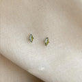 Forest Style Olive Green Zircon Flower Geometric Copper Drop Earrings For Women