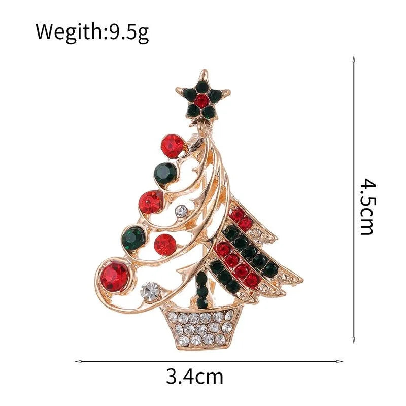 Elegant Christmas Tree Brooch With Alloy Enamel And Rhinestone, Festive Lapel Pin Corsage Gift