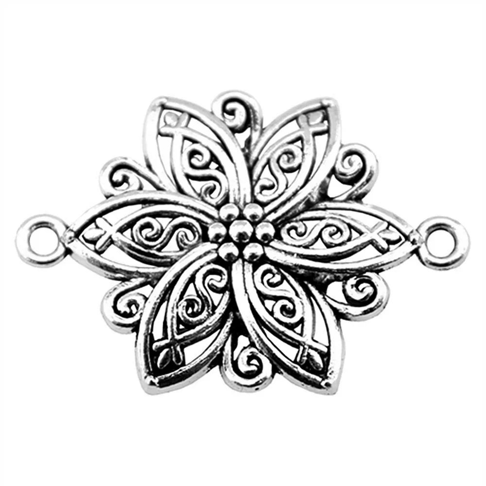 39x28mm 3.45g Multicolor Zinc Alloy Flower Connector Charm for DIY Necklace Bracelet Jewelry Making