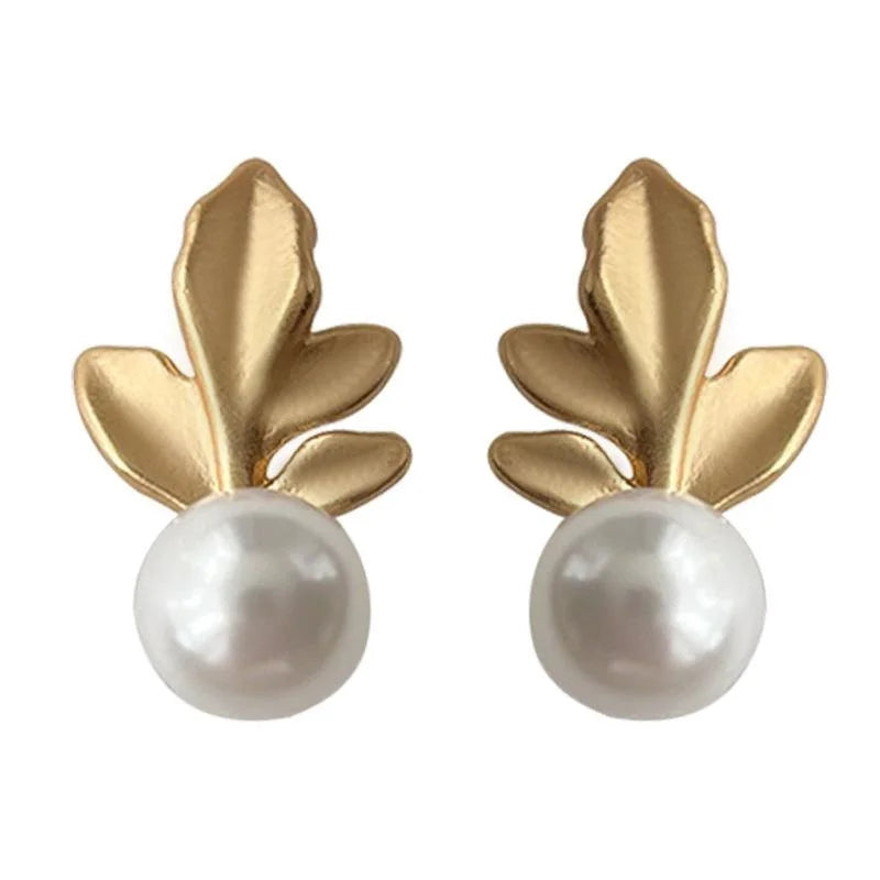 Minimalist Matte Maple Leaf Stud Earrings Copper For Women