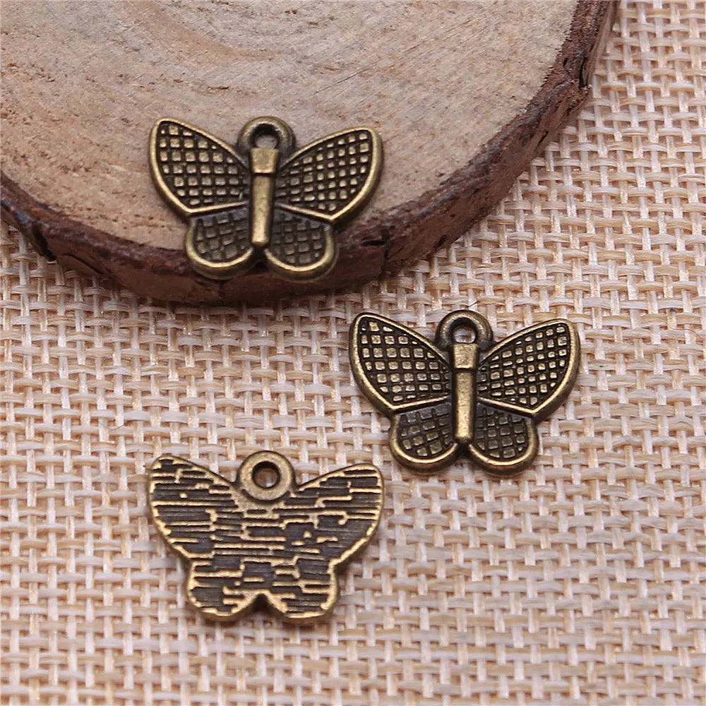 13x17mm 1.6g Multicolor Zinc Alloy Butterfly Charm Pendant for DIY Necklace Bracelet Making