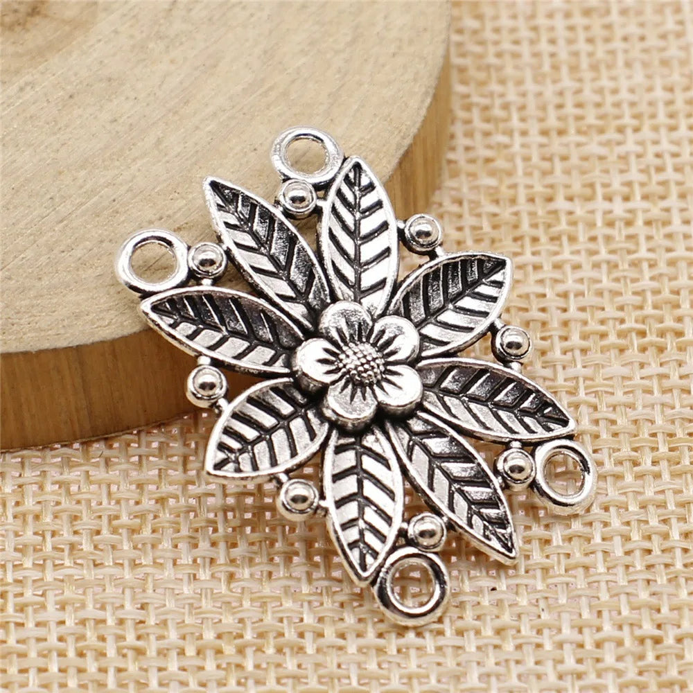 28x35mm 3g Antique Silver Zinc Alloy Four Hole Body Chain Connector Charm for DIY Jewelry Making