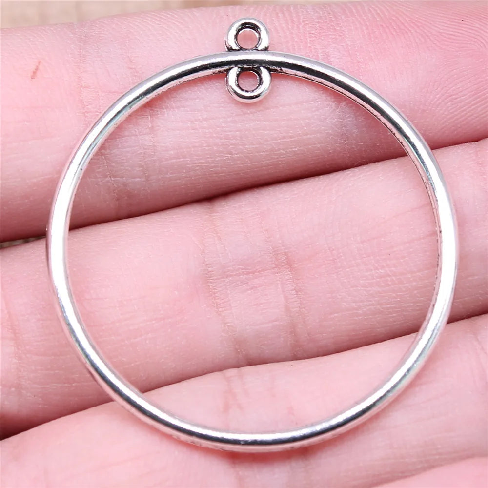 43x40mm 3g Antique Silver Zinc Alloy Geometric Round Ring Earring Connector Charms for DIY Earrings Making
