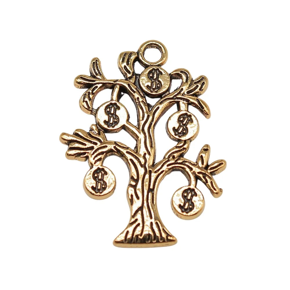 29x22mm 2.6g Antique Silver Zinc Alloy Money Tree Charm Pendant for Bracelet Necklace Making