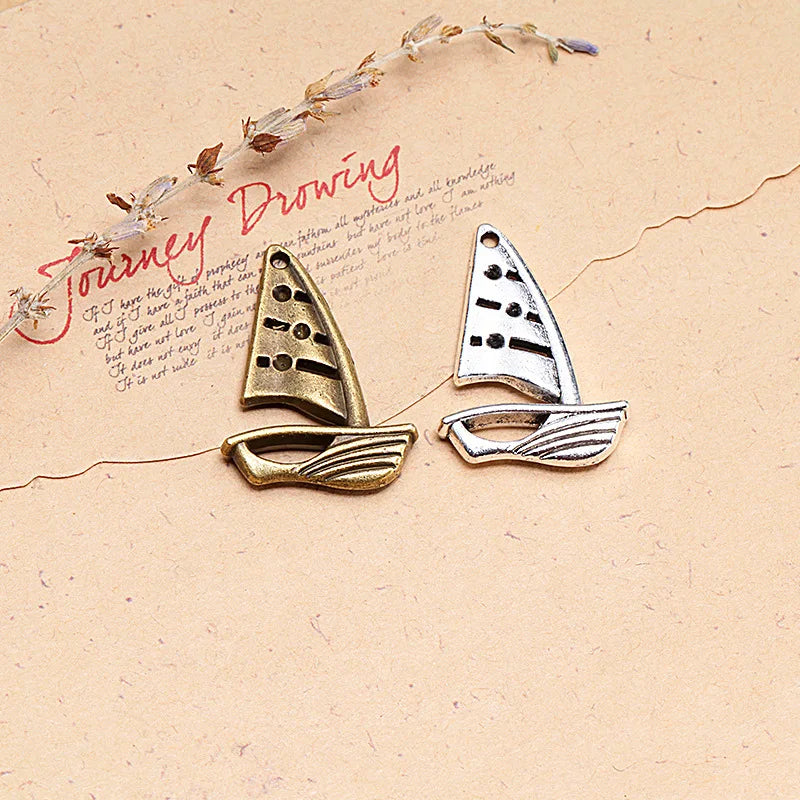 31x21mm Antique Silver Zinc Alloy Sailboat Charm Pendant for DIY Necklace Bracelet Jewelry Making
