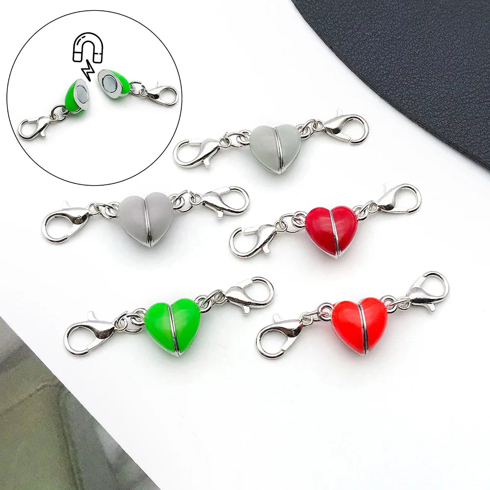 Glow Iron Heart Magnetic Clasp Connector for DIY Necklace Bracelet Clothing Decoration