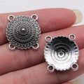 21x22mm 2.3g Antique Silver Zinc Alloy Four Hole Body Chain Connector Charm for Waist Chain Jewelry